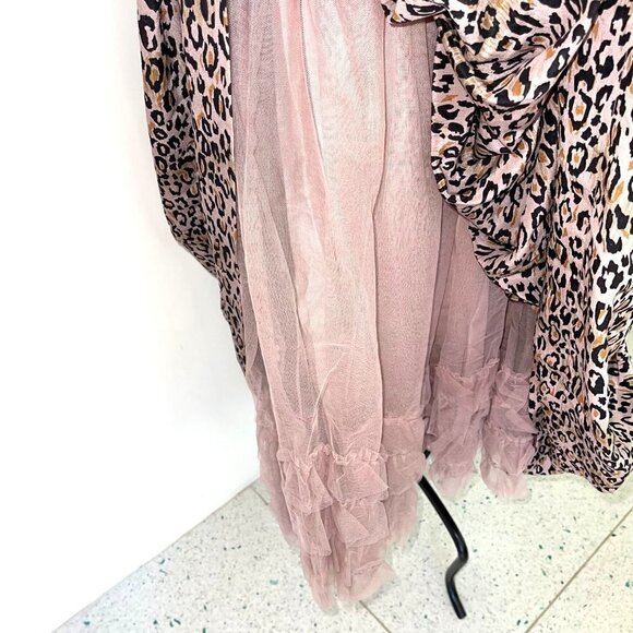 Scarlet Poppy Arte Silk Dress Womens Size Medium M Animal Print Midi Zip Blush - Picture 9 of 12